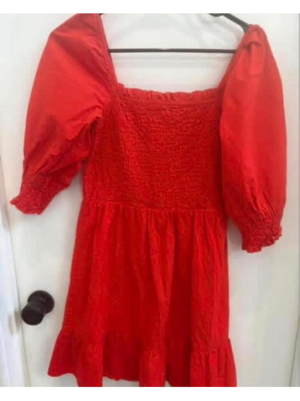 Women's Unbranded Red Smocked Puff Sleeve Mini Dress m